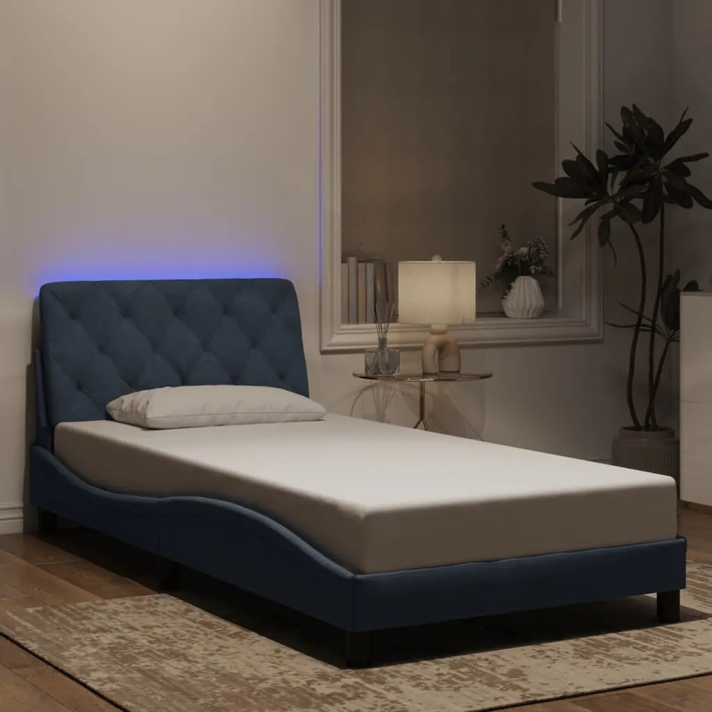vidaXL Estrutura de cama com LED sem colchão 100x203 cm veludo cinza-escuro