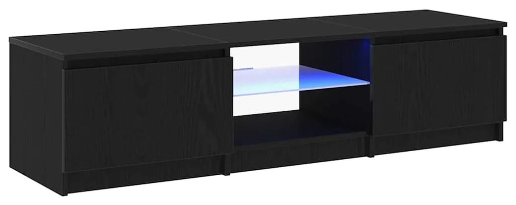 Gabinete de TV vidaXL com Luzes LED em Madeira de Carvalho Preto 140x4