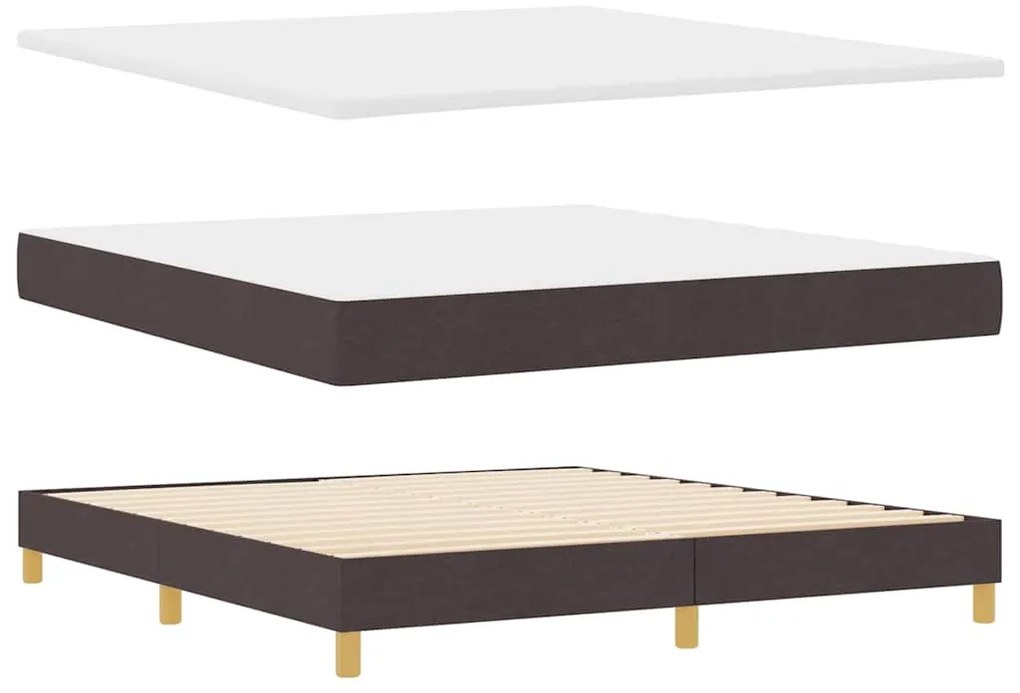 Cama Box Marrom Escuro e Branco 180 x 200 cm Poliéster