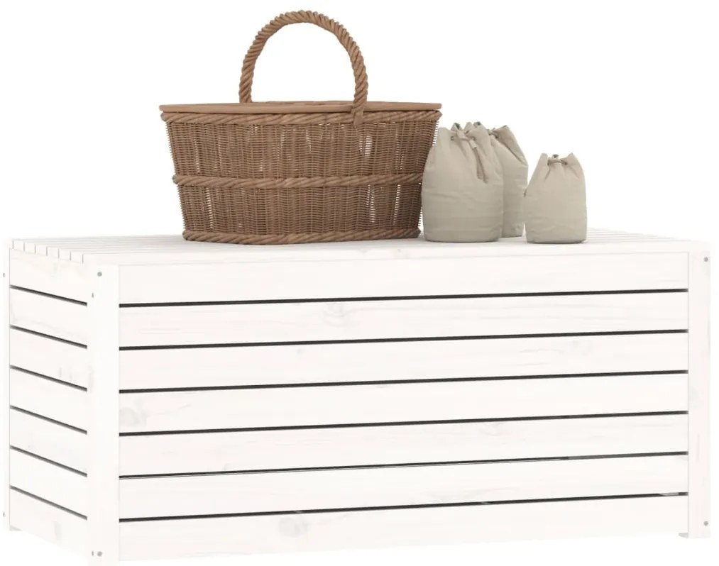 Caixa de jardim 101x50,5x46,5 cm madeira de pinho maciça branco