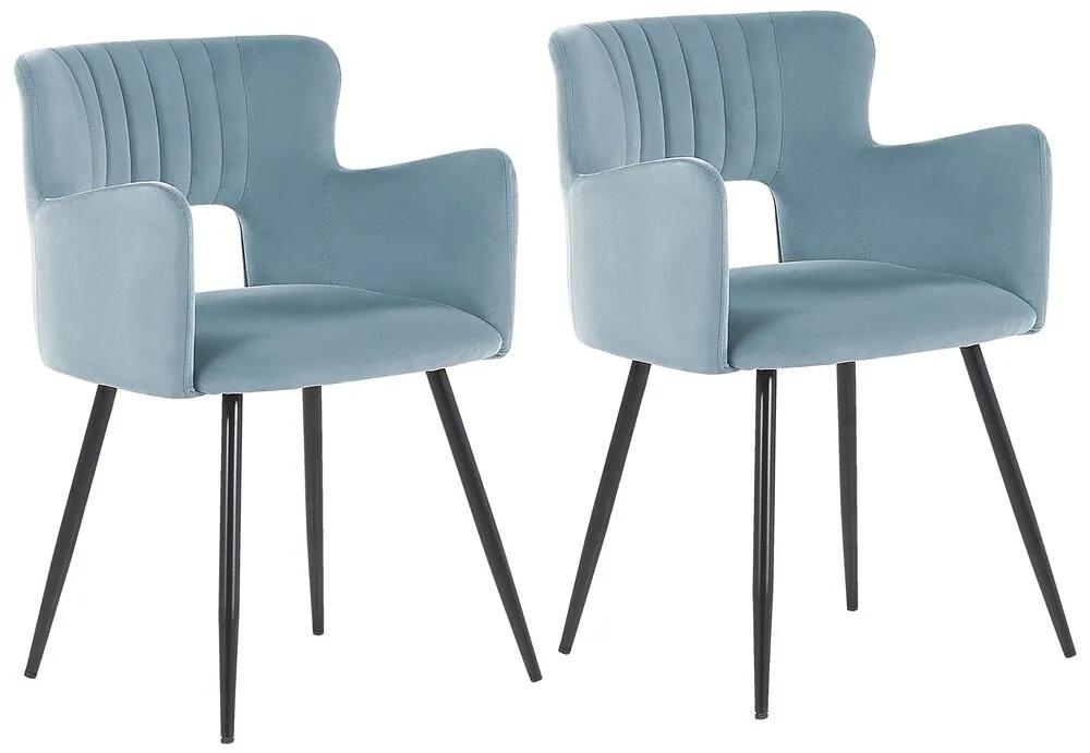 Conjunto de 2 cadeiras de jantar em veludo azul claro SANILAC Beliani