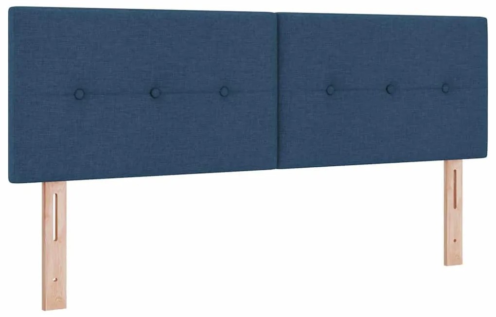 Cama Box Spring com Colchão, Azul, 140 x 200 cm, Tecido