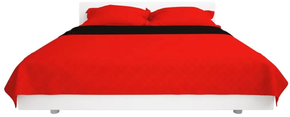 Colcha dupla face acolchoada 230x260 cm vermelho e preto