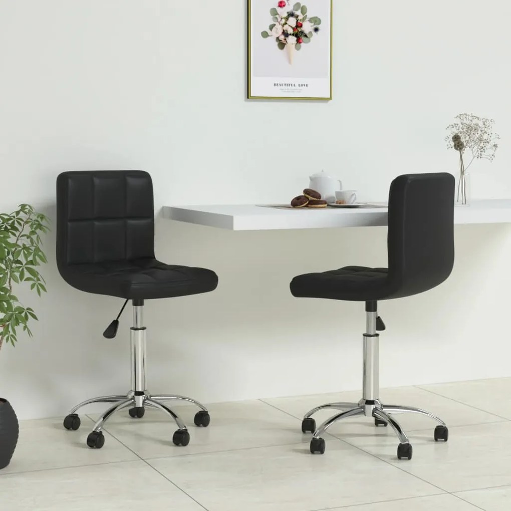vidaXL Cadeiras de jantar giratórias 2 pcs couro artificial preto