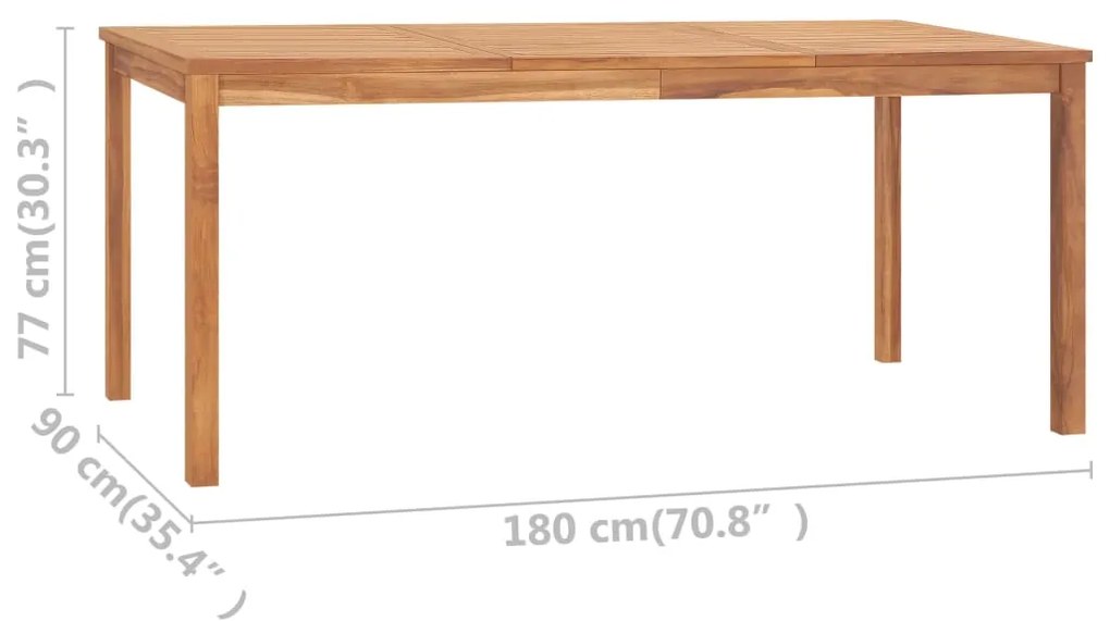 Mesa de jantar para jardim 180x90x77 cm madeira teca maciça
