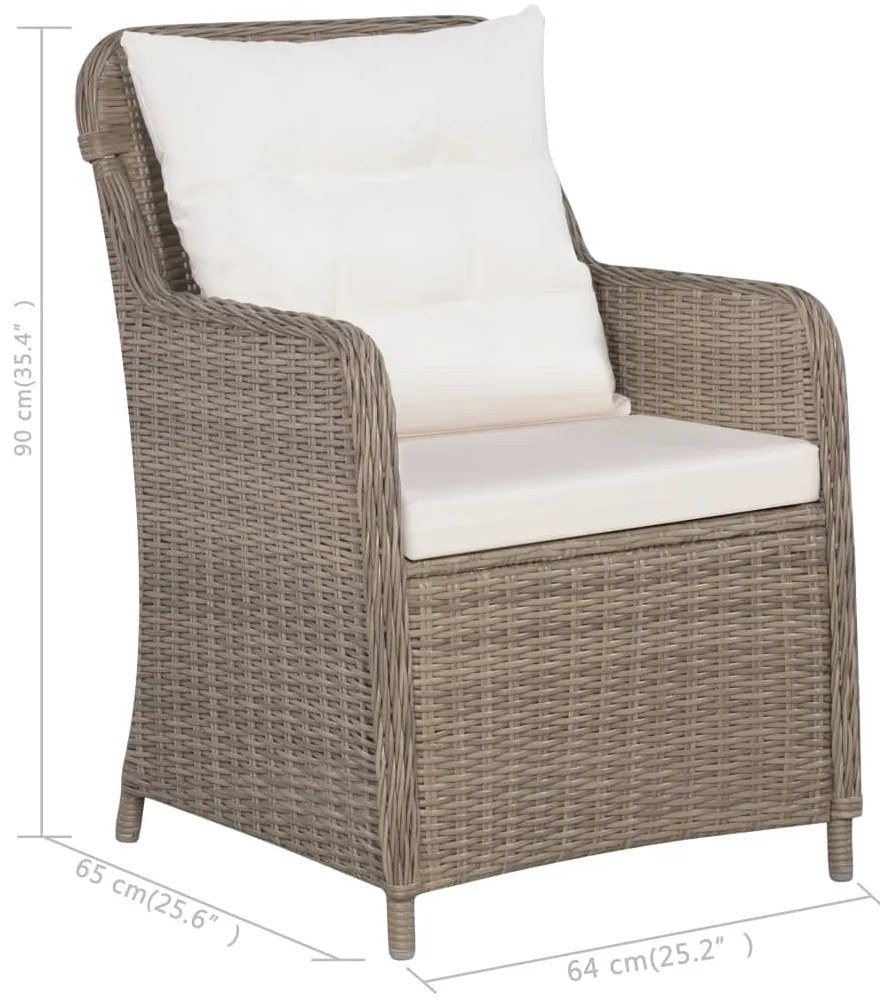 3 pcs conjunto de jantar para jardim castanho