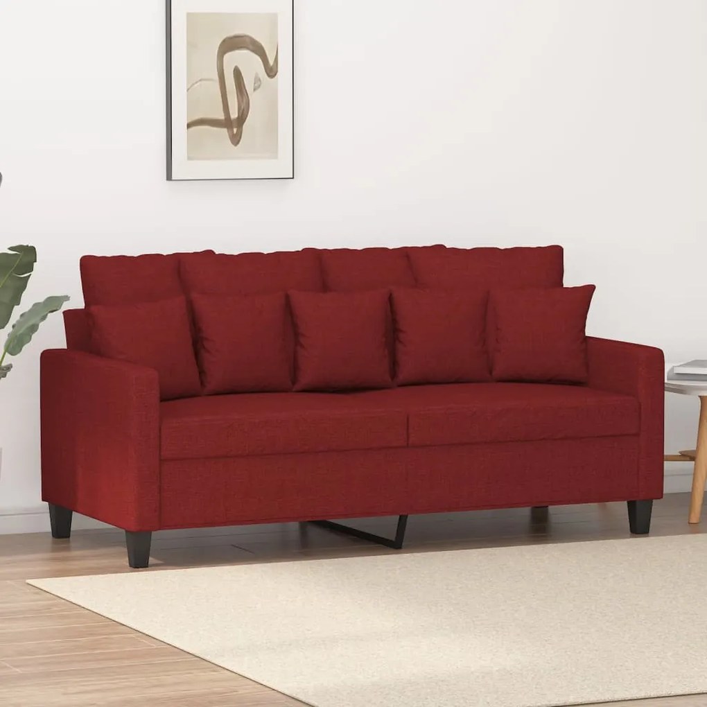 vidaXL Sofá de 2 lugares tecido 140 cm vermelho tinto