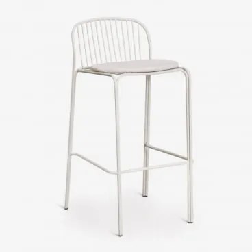 [*]banco Alto De Jardim Em Aço Anerina ↑75 Cm & Branco Acinzentado & Branco Glacial - Sklum