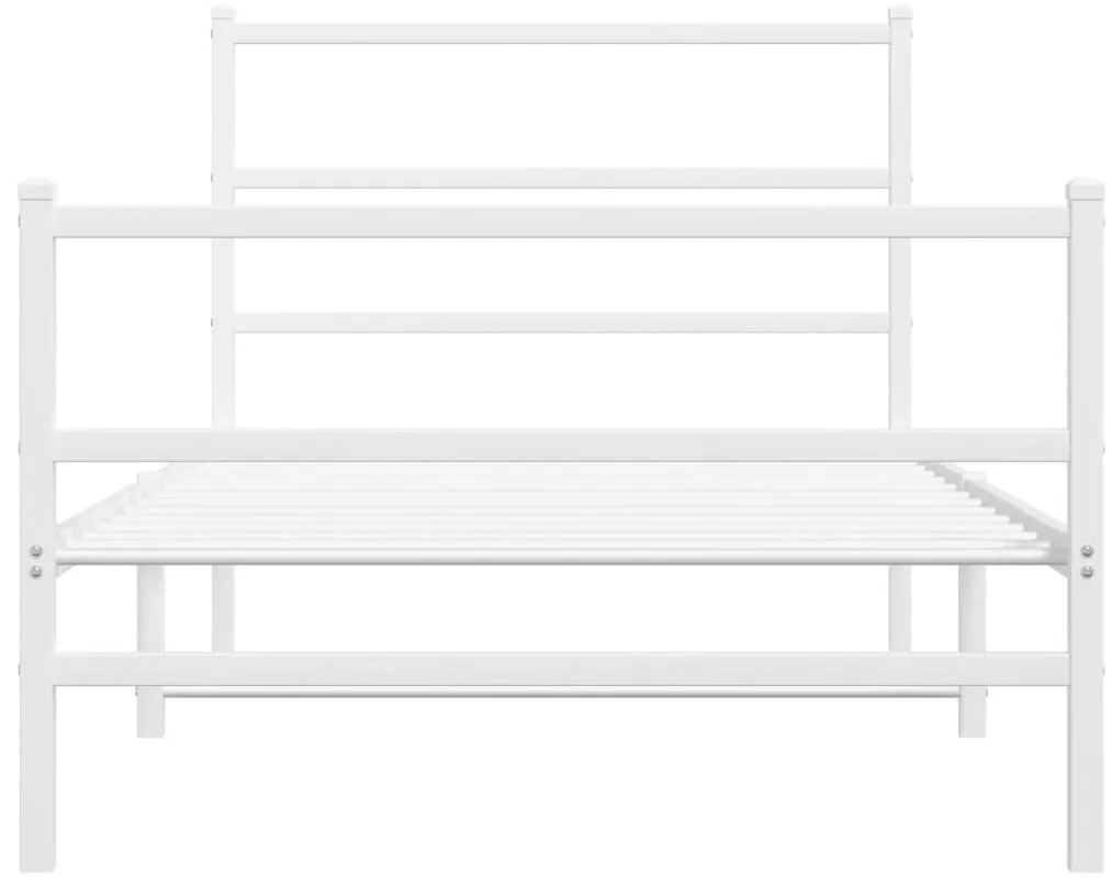 Estrutura de cama com cabeceira e pés 100x200 cm metal branco