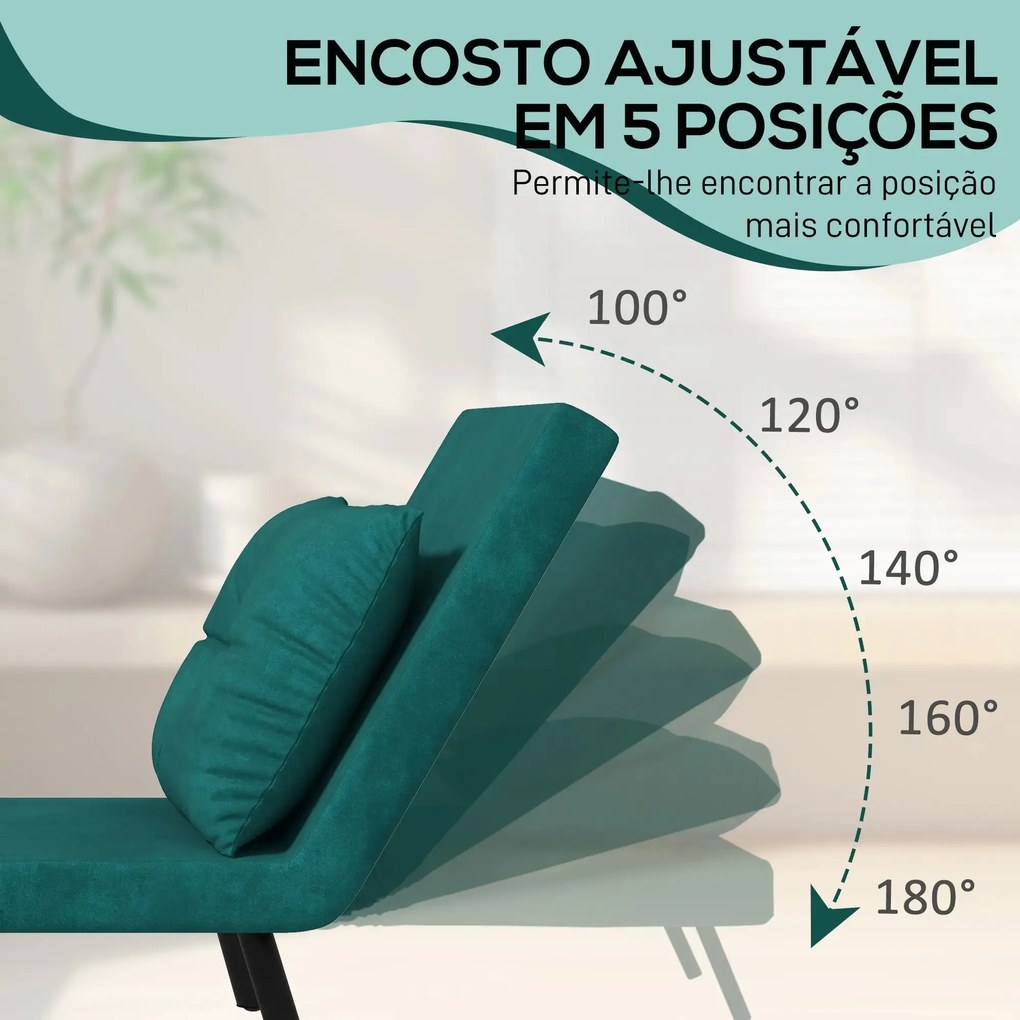 Poltrona-Cama "Lopez" - Encosto Ajustável - Verde - 63x73x81 cm - Desi