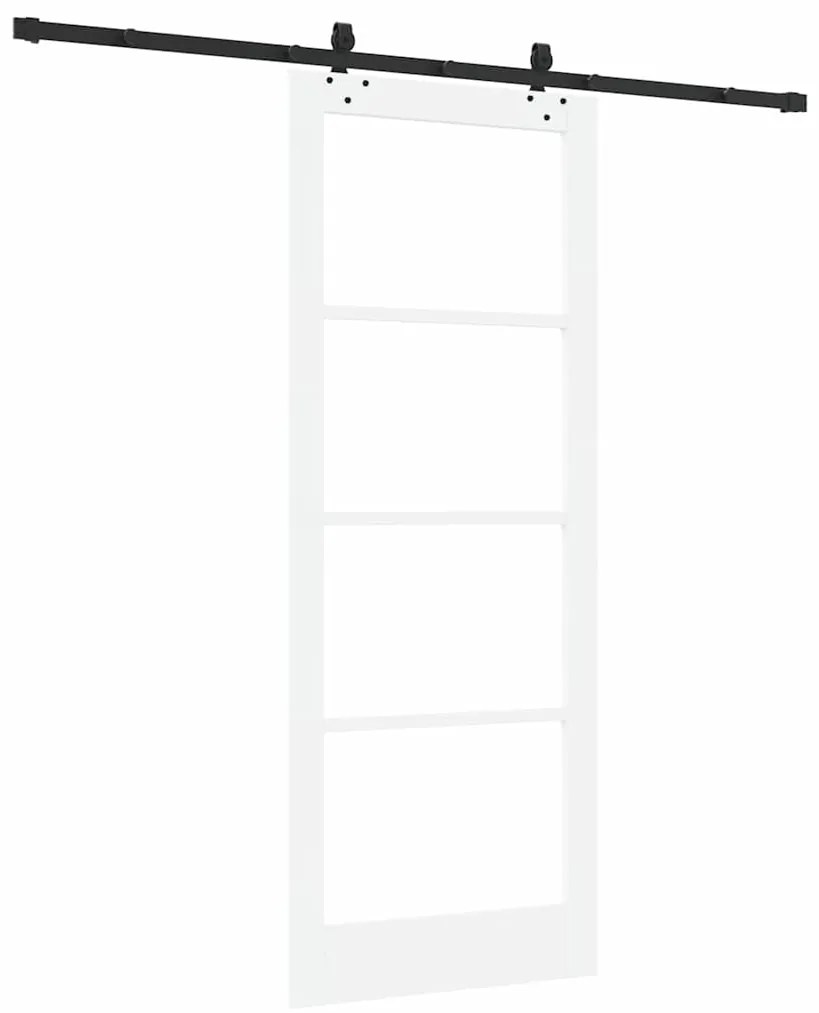 Conjunto de Porta Deslizante vidaXL Branco 83x211 cm Madeira Sólida Pi