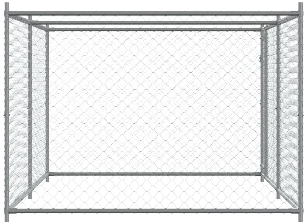 Jaula para cão com porta 4x2x1,5 m aço galvanizado cinzento