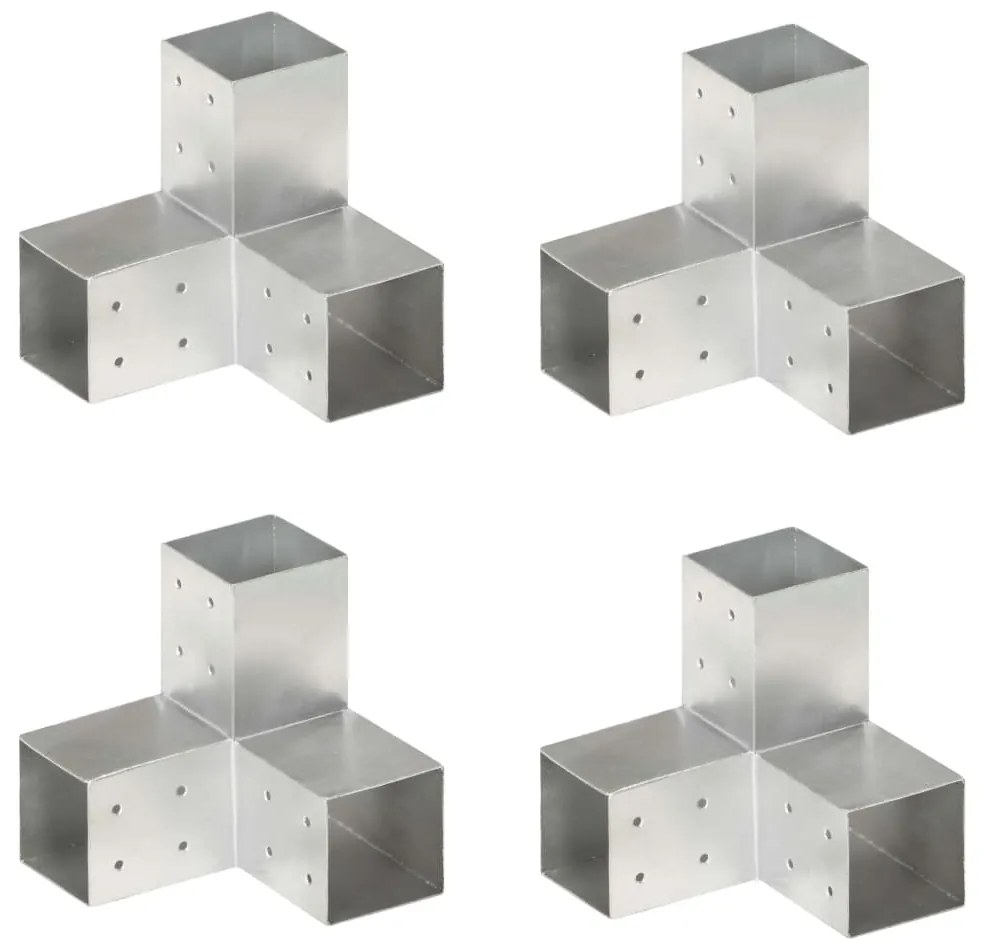 vidaXL Bases para poste em forma de Y 4 pcs 81x81 mm metal galvanizado