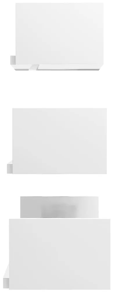 Prateleira de parede 3pcs derivados de madeira branco brilhante