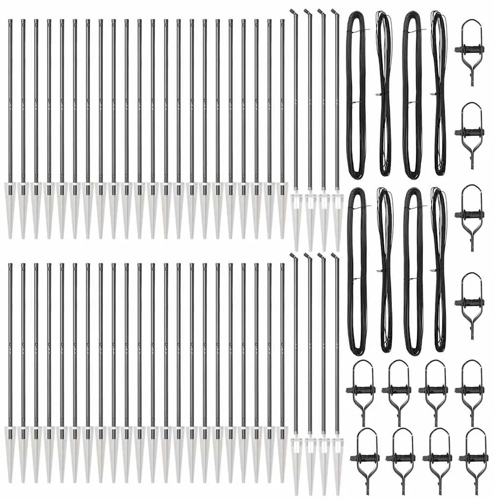 Postes de Cerca com Ponta - 52 pcs - Ø32 mm - 180 cm - Aço Galvanizado
