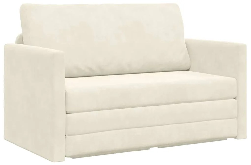 Sofá-Cama de Chão 2 em 1 Creme 124x204x61 cm Veludo