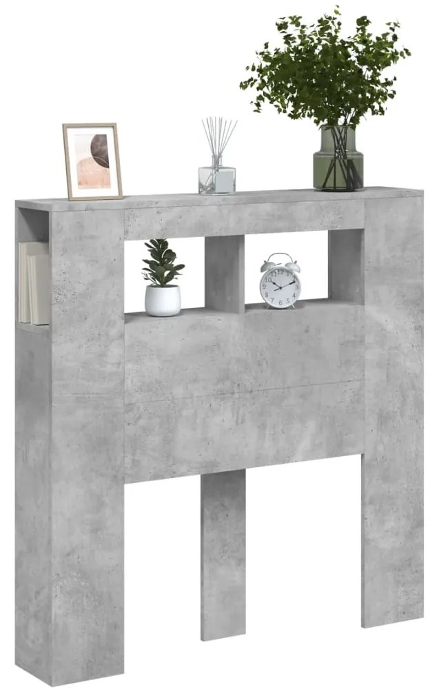 Cabeceira c/ LEDs 100x18,5x103,5 cm cinzento-cimento