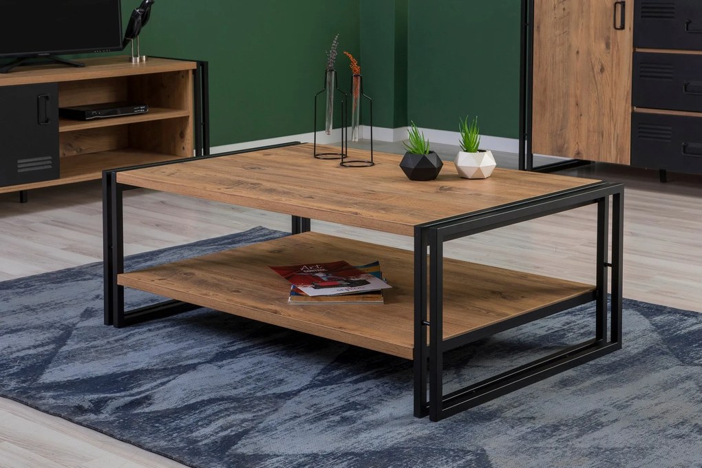 Conjunto de Mobiliário de Sala Cosmo – Pinho Atlântico/Preto – Variada