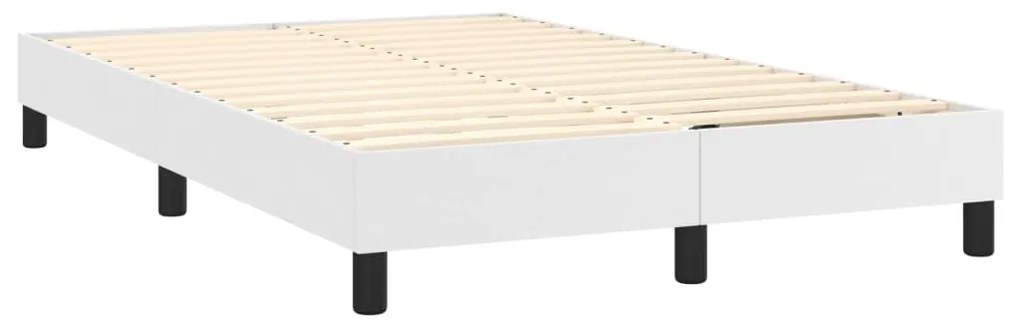 Cama box spring c/colchão/LED 120x200cm couro artificial branco