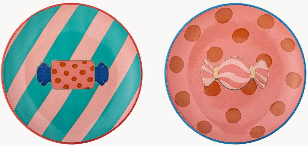 Pratos de sobremesa pintados à mão Caramella, conjunto de 2
