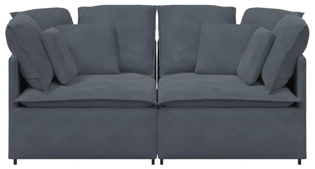 Sofá modular com almofadas veludo cinzento-escuro