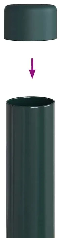 Postes de Cerca 12 pcs Verde 90 cm Aço com Revestimento em Pó