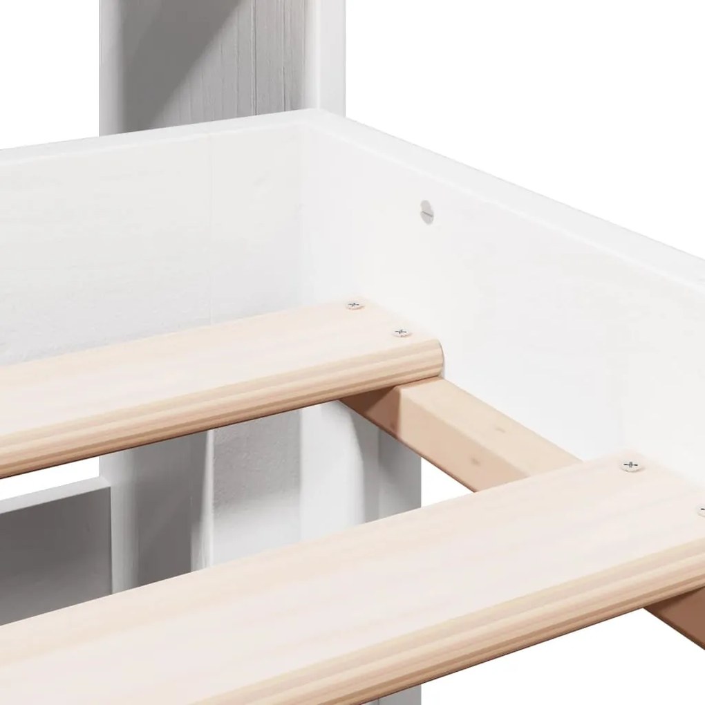 Cama com estante sem colchão 135x190 cm pinho maciço branco