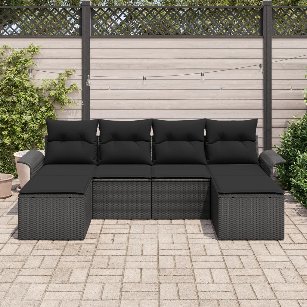 Conjunto de Sofá de Jardim Conjunto de 5 Preto