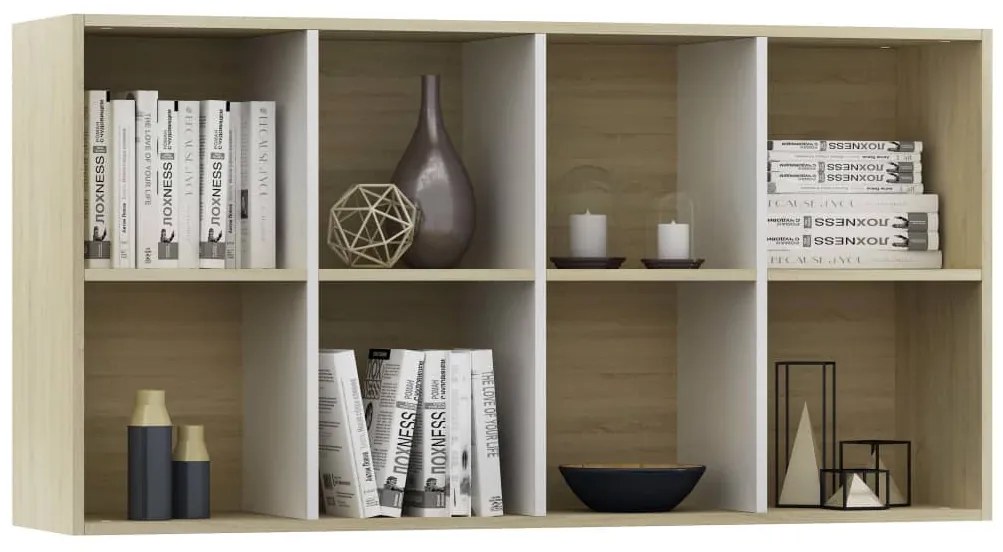 Estante/aparador 66x30x130cm contrapl. branco e carvalho sonoma