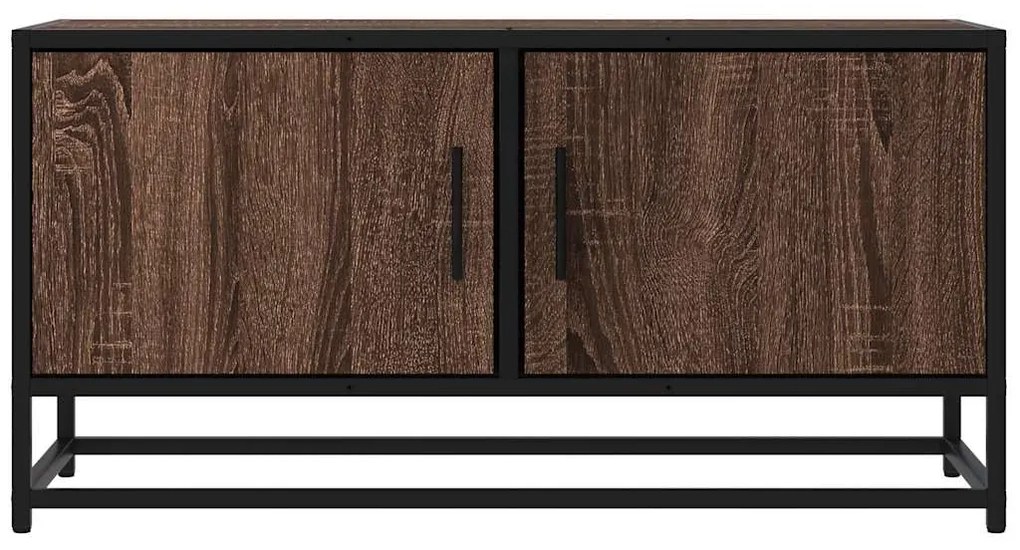 Móvel p/ TV 80x34,5x40cm deriv. madeira/metal carvalho castanho