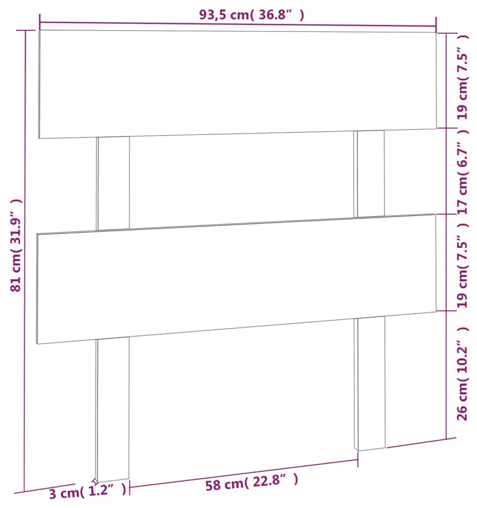 Cabeceira de cama 93,5x3x81 cm pinho maciço preto