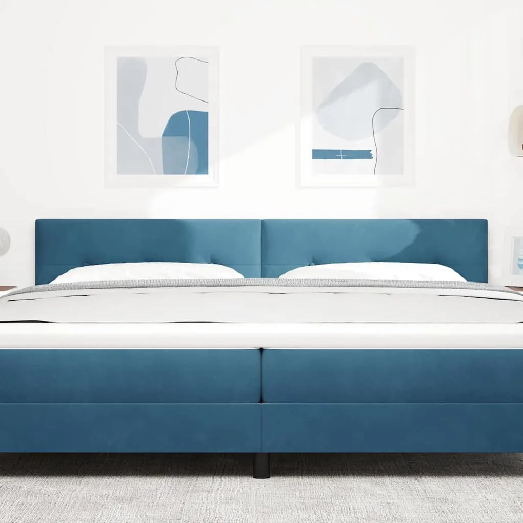 Cabeceira LED vidaXL Almofadada Azul Escuro 100 cm Veludo