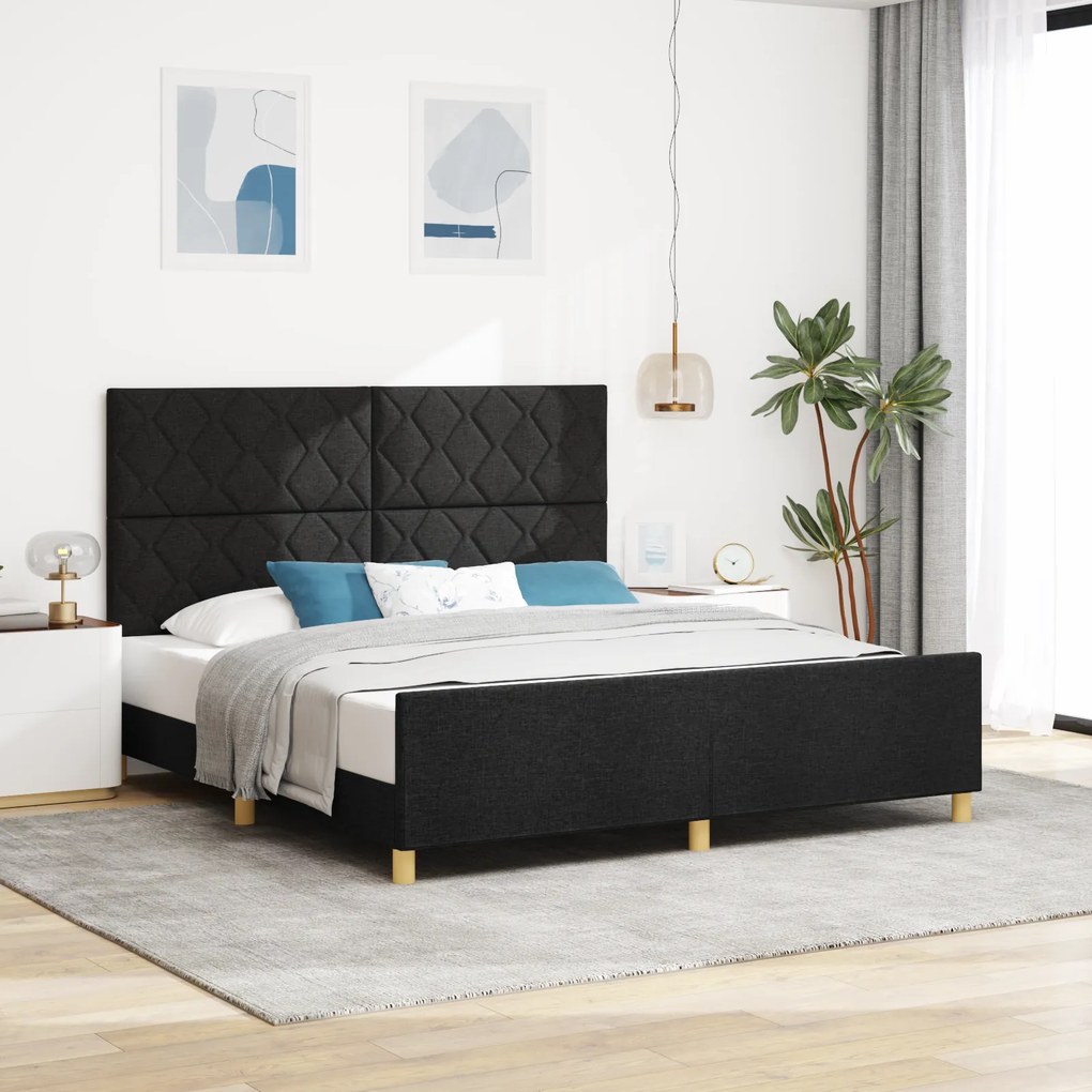 Estrutura de Cama vidaXL Preta 180x200 cm em Tecido
