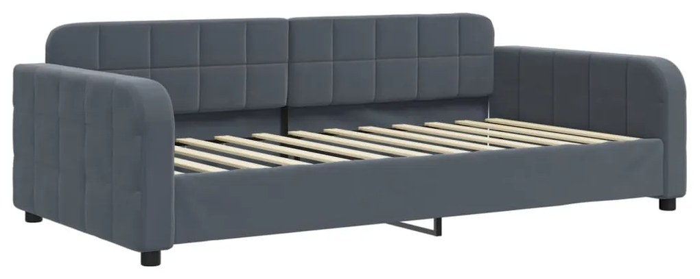 Sofá-cama com colchão 100x200 cm veludo cinzento-escuro