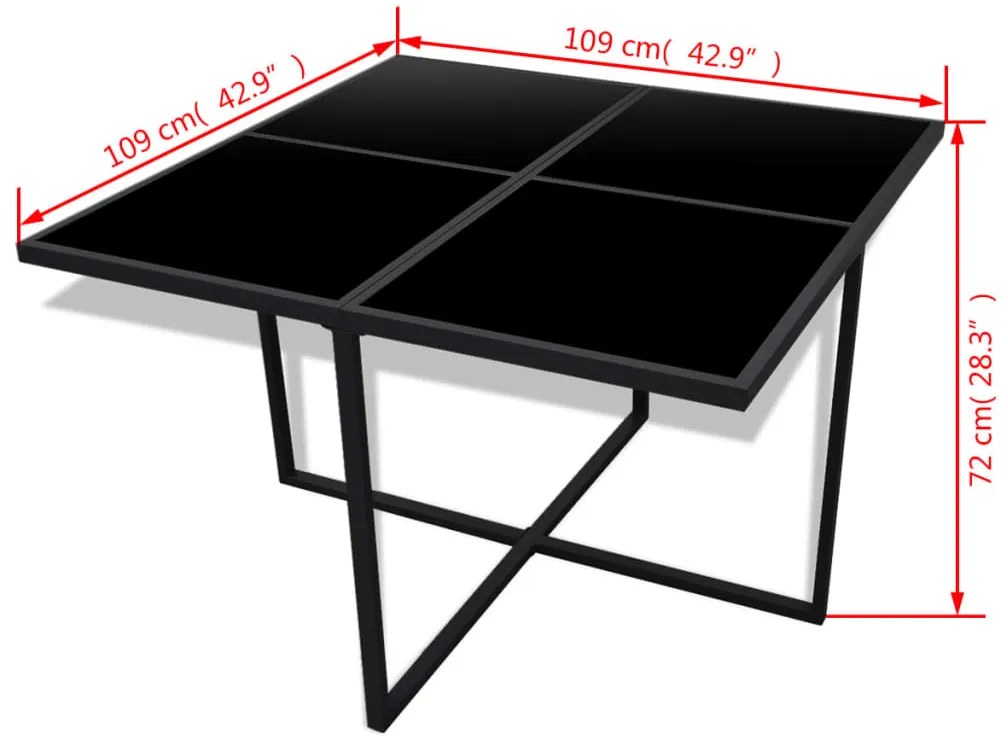 9 pcs conjunto jantar exterior com almofadões vime PE preto