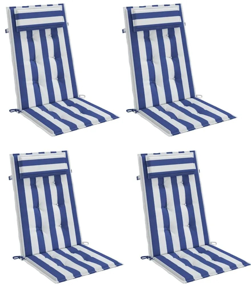 Almofadões cadeira encosto alto 4 pcs tecido oxford azul/branco