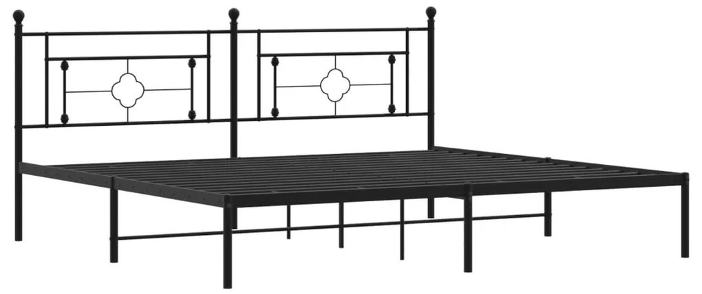 Estrutura de cama com cabeceira 200x200 cm metal preto