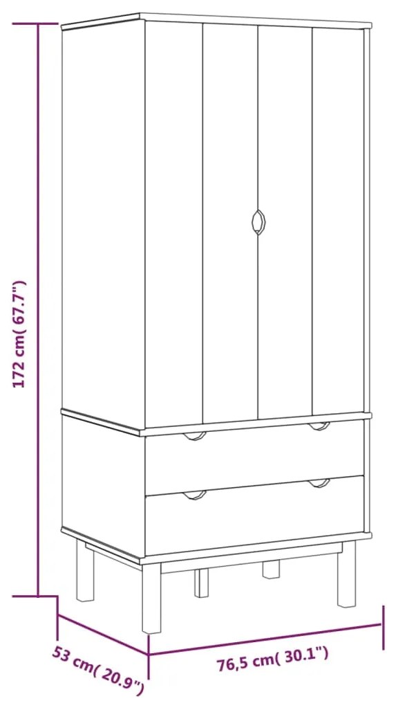 Roupeiro OTTA 76,5x53x172 cm pinho maciço