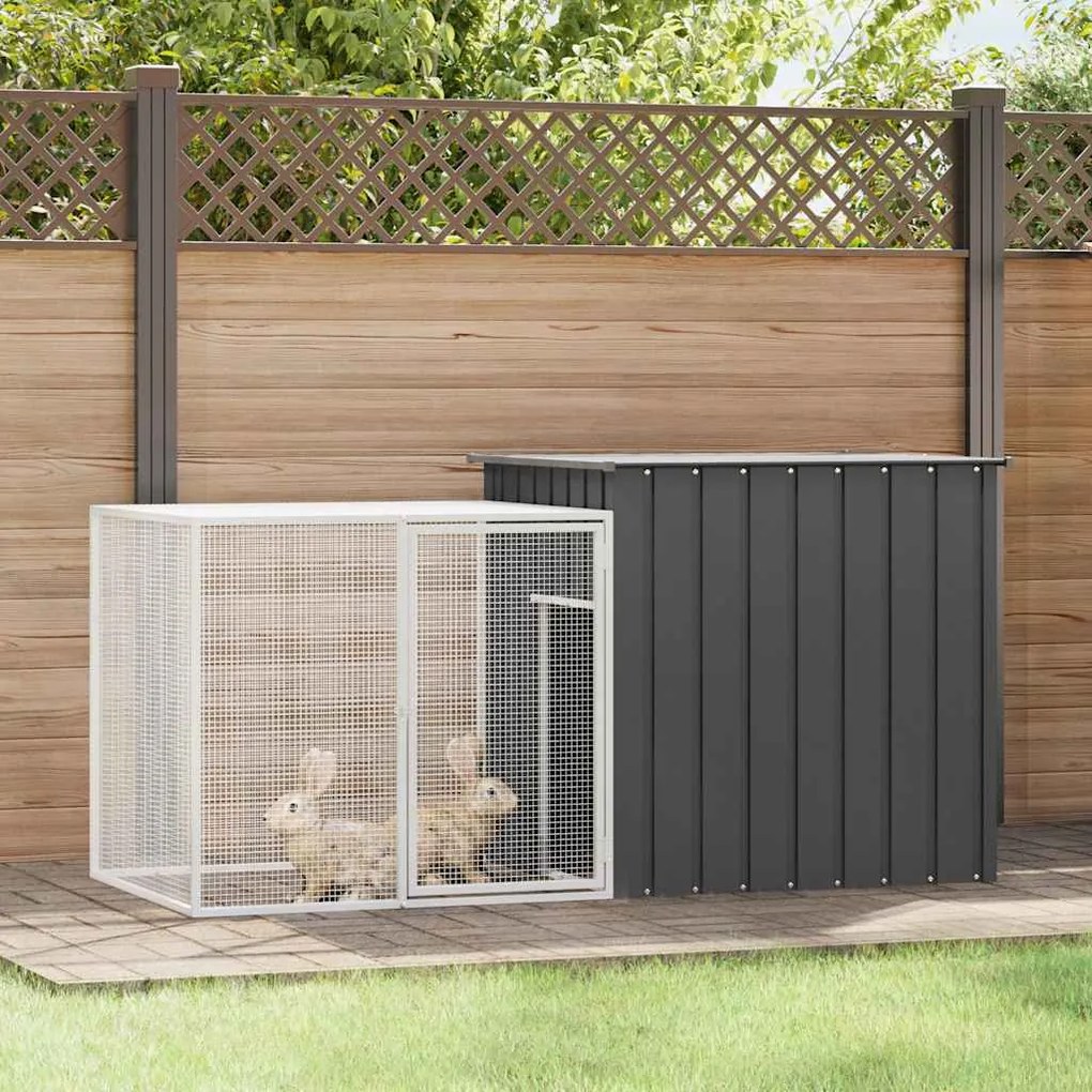 vidaXL Gaiola p/ coelhos 200x91x100 cm aço galvanizado antracite