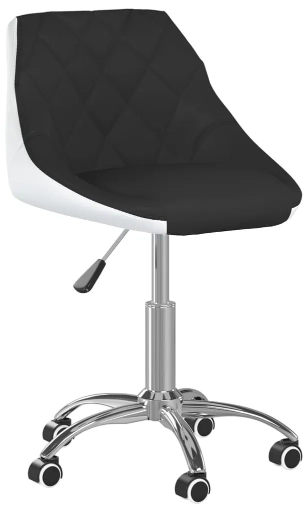 vidaXL Cadeira de jantar giratória couro artificial preto e branco