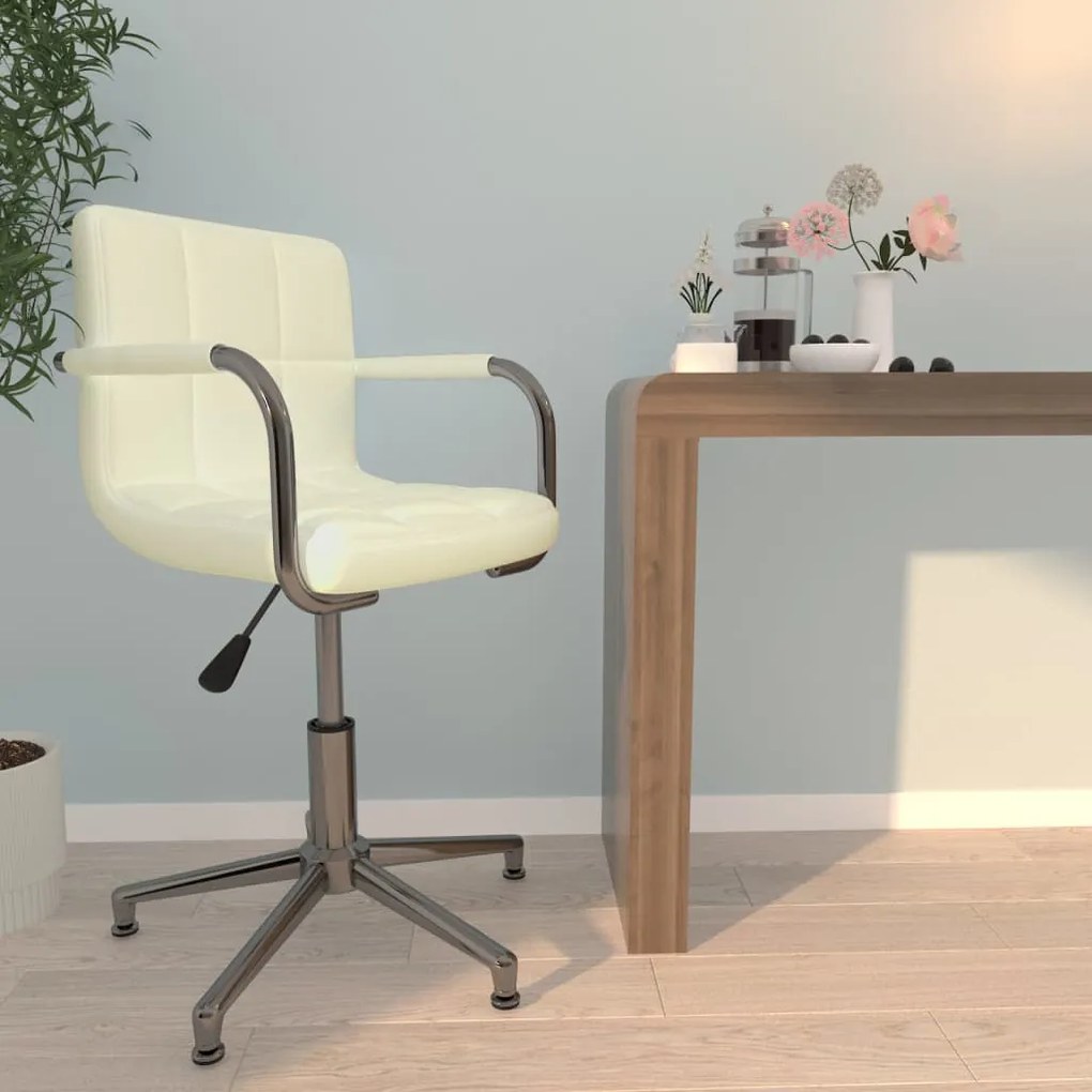 vidaXL Cadeira de escritório giratória couro artificial cor creme