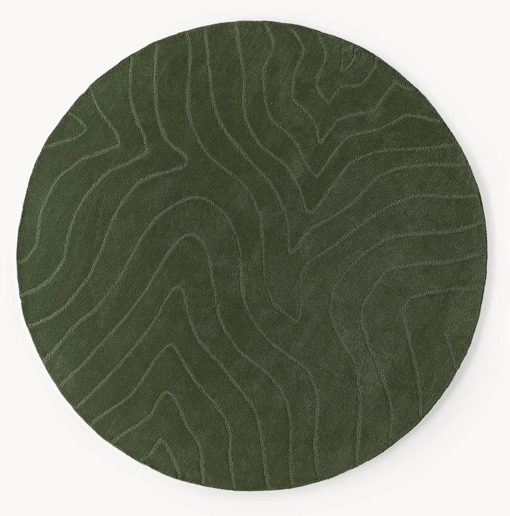 Tapete redondo em lã artesanal Aaron