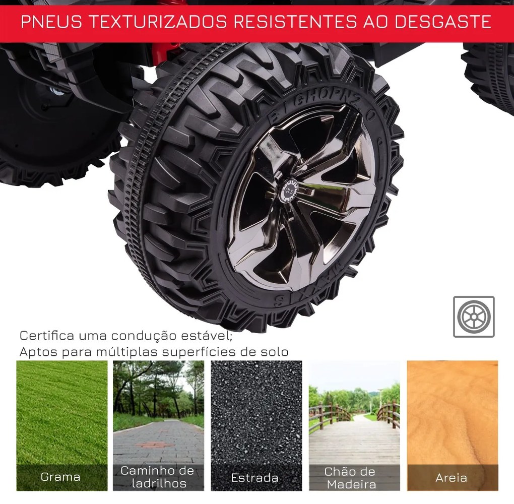 Moto 4 elétrica 12V para Crianças acima de 3 Anos com Farol Música Pneus de Suspensão Botões Avance e Retrocesso Veículo Elétrico a Bateria 100x65x73c