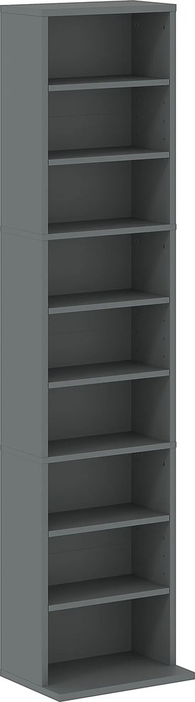HOMCOM Arrumação para CD e DVD 9 compartimentos e 6 prateleiras ajustáveis capacidade máx. 260 CD/120 DVD 33 x 24 x 140 cm cinzento | Aosom Portugal