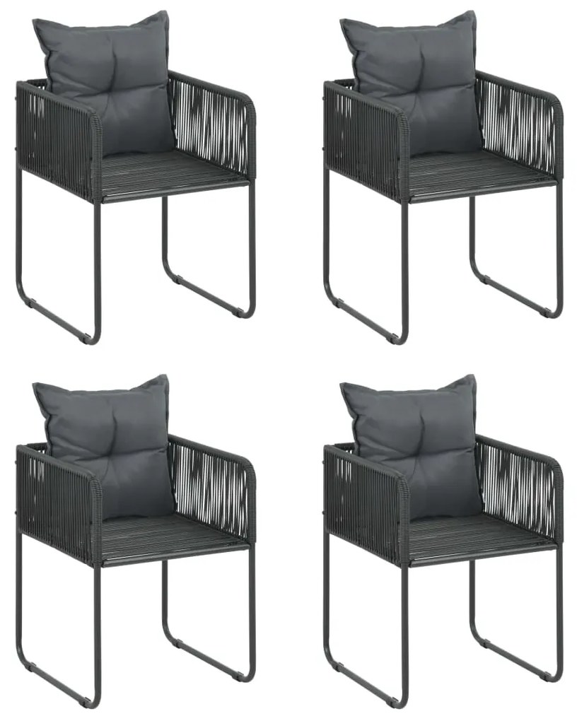 5 pcs conjunto de jantar p/ jardim vime de PVC preto e castanho