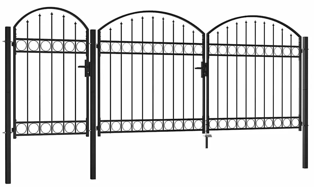 vidaXL Cerca de jardim com topo arqueado 2,25x4 m aço preto