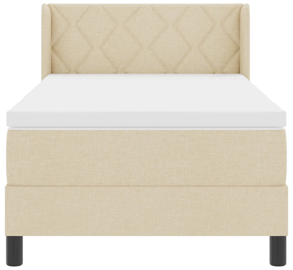 Cama Box Spring vidaXL com Colchão Creme 90x190 cm Tecido, Cabeceira v