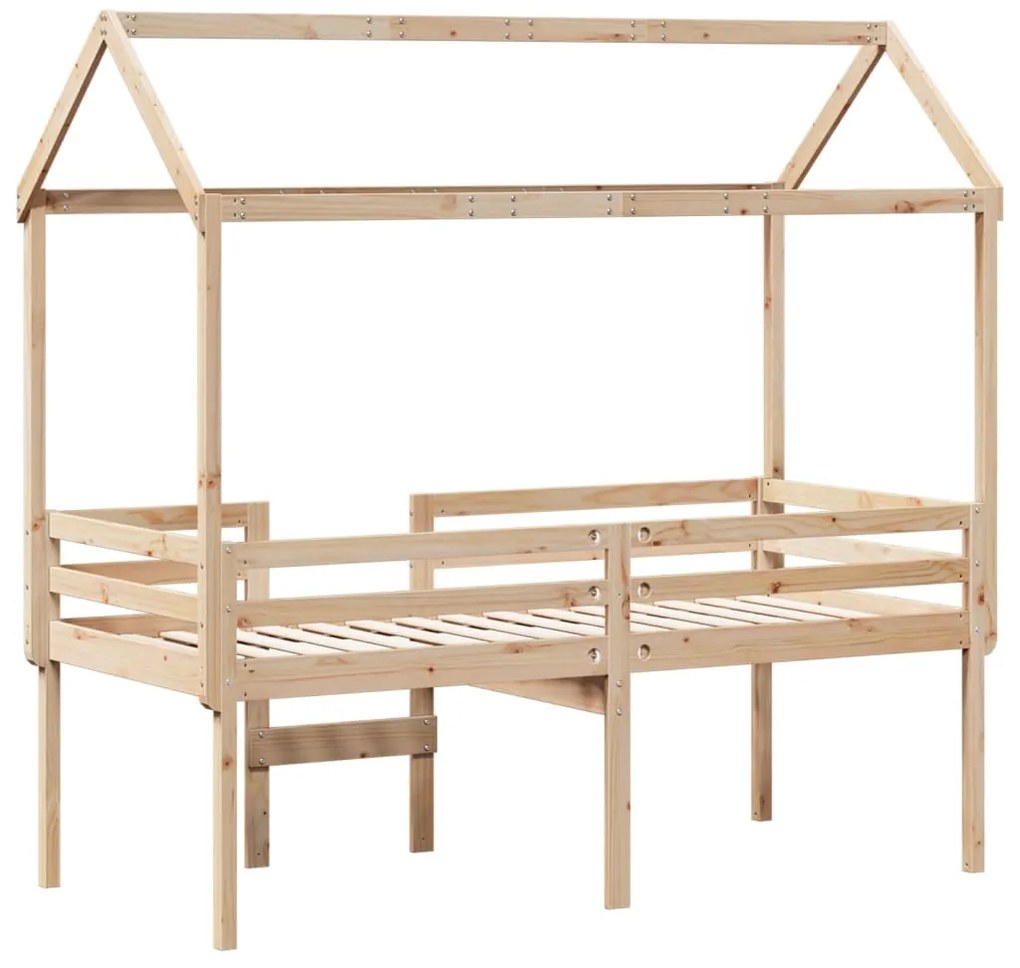 Cama alta com telhado 90x200 cm pinho maciço