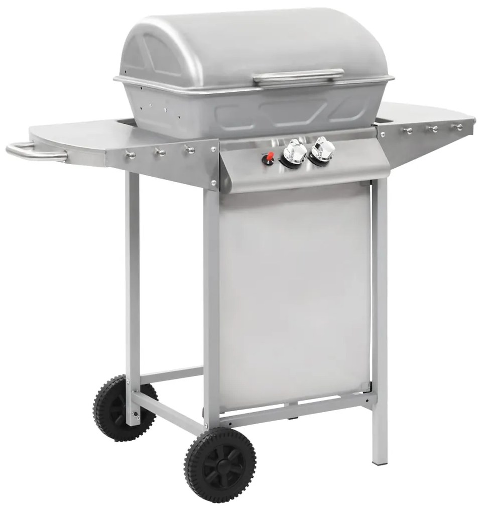 vidaXL Grelhador a gás com 2 zonas de cozinhar aço inoxidável prateado