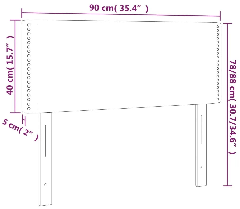 Cabeceira de cama tecido 90x5x78/88 cm cinzento-escuro